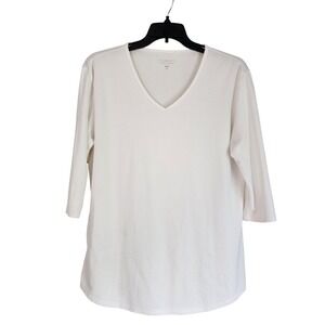 Seg'ments Essentials T-Shirt Ivory V-Neck Top Casual Basic 3/4 Sleeve Womens XL